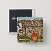 Hoe grillen dieren uit 'Brevis Narratio' Vierkante Button 5,1 Cm (Voorkant /achterkant)