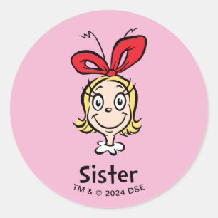 Hoe Grinch Kerstmis stal Grinch Sister Ronde Sticker
