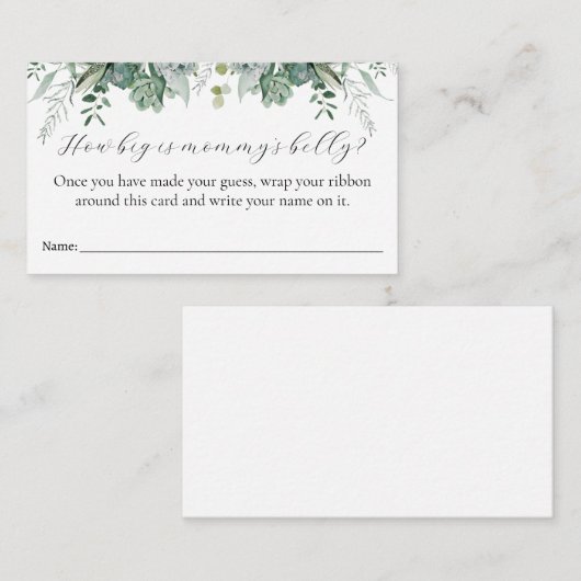 Hoe groot is de Belly Baby shower Game Kaart van m (Voorkant / Achterkant)