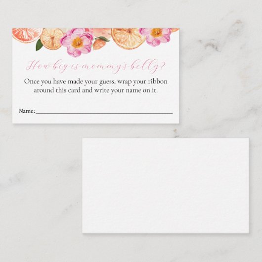 Hoe groot is de Belly Baby shower Game Kaart van m (Voorkant / Achterkant)