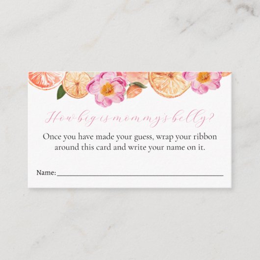 Hoe groot is de Belly Baby shower Game Kaart van m (Voorkant)