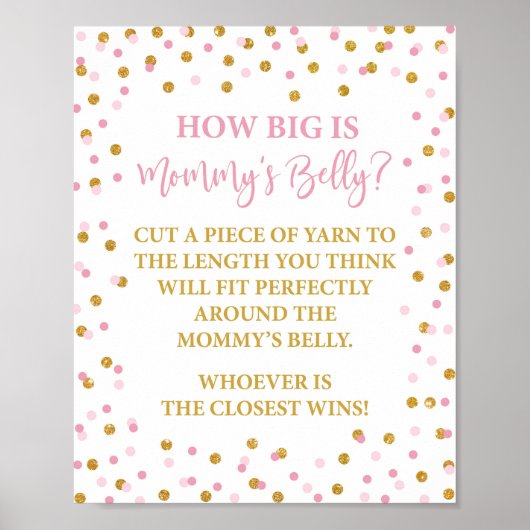 Hoe groot is de Belly Baby shower Game Pink van ma Poster (Voorkant)