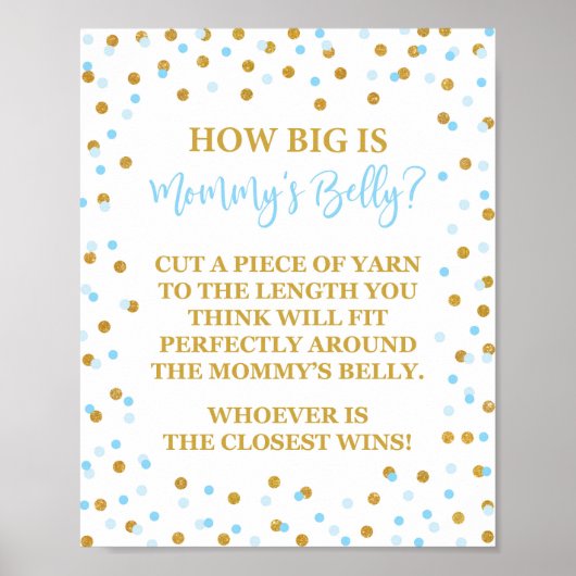 Hoe groot is de Belly Baby shower Sign Confetti va Poster (Voorkant)