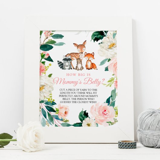 Hoe groot is de Belly Woodland Baby shower Post va Poster