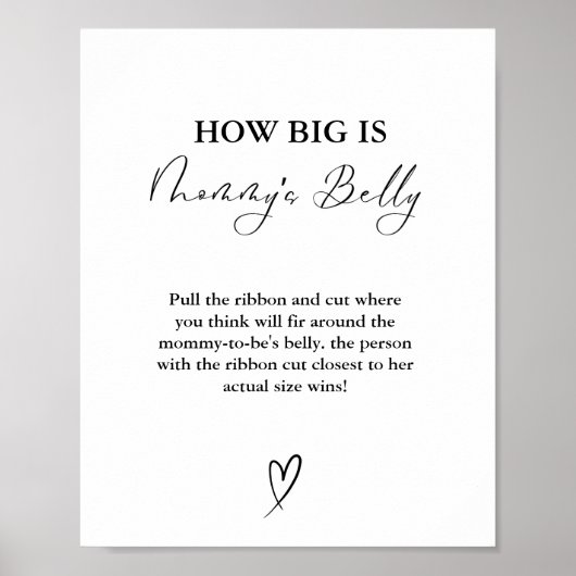 Hoe groot is de mama's buik Baby shower Game Poster (Voorkant)