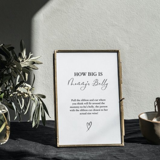 Hoe groot is de mama's buik Baby shower Game Poster