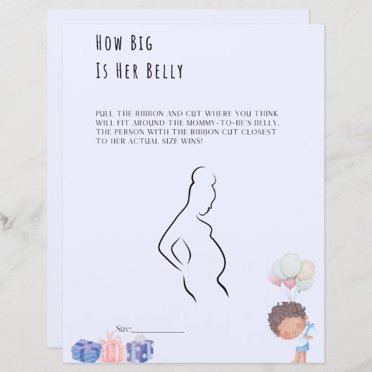 Hoe groot is haar Belly Baby shower Game? (Voorkant / Achterkant)