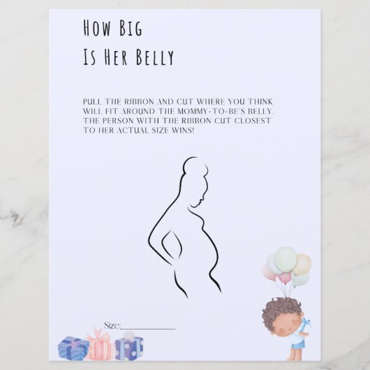Hoe groot is haar Belly Baby shower Game? (Voorkant)