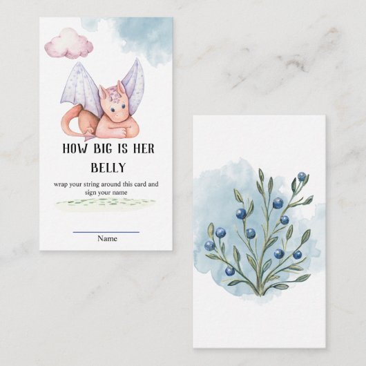 Hoe groot is haar Belly Baby shower Game Enclos? Informatiekaartje (Voorkant / Achterkant)