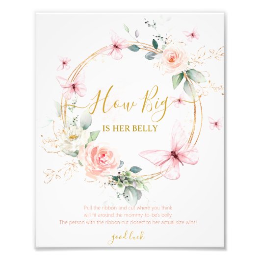 Hoe groot is haar Belly Baby shower Game? Foto Afdruk (Voorkant)