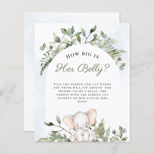 Hoe groot is haar Belly Boy Blue Baby shower Games (Voorkant / Achterkant)