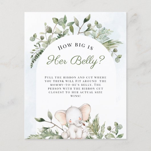 Hoe groot is haar Belly Boy Blue Baby shower Games (Voorkant)