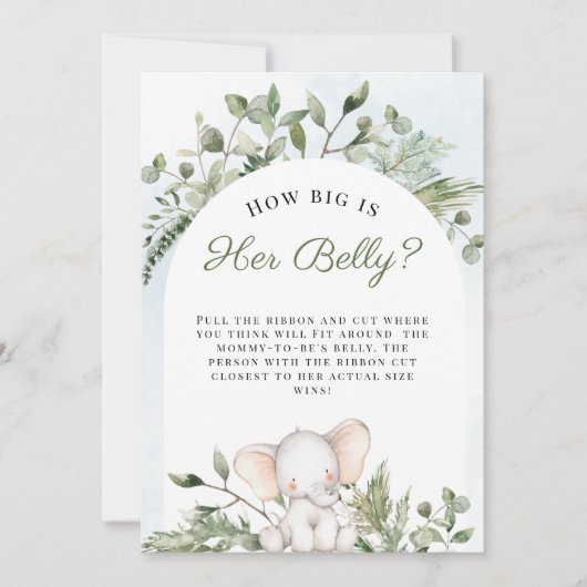 Hoe groot is haar Belly Boy Blue Baby shower Games Kaart (Voorkant)