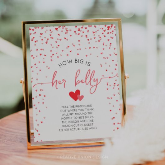 Hoe groot is haar buik Baby shower spelbord Poster