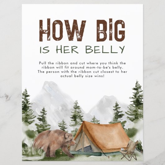 Hoe groot is haar buik Beer camper Baby shower spe (Voorkant)