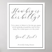 Hoe groot is haar buik minimalistisch Baby shower  Poster (Voorkant)