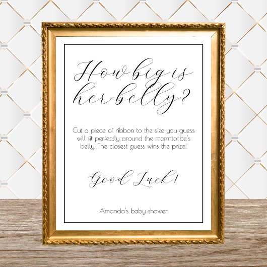 Hoe groot is haar buik minimalistisch Baby shower  Poster