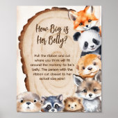 Hoe groot is haar buik Woodland dierenspel teken Poster (Voorkant)