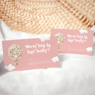 Hoe groot is haar buikkaartjes, roze Beren ballonn Informatiekaartje