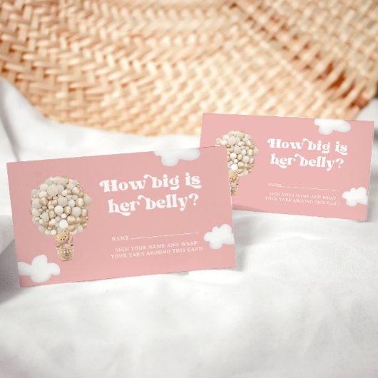 Hoe groot is haar buikkaartjes, roze Beren ballonn Informatiekaartje