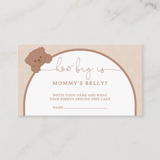 Hoe groot is haar buikkaartjes, Schattigee teddybe Informatiekaartje (Voorkant)
