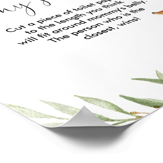 Hoe groot is het baby shower-spel van mama's buikh poster (Hoek)