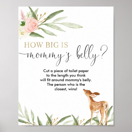 Hoe groot is het baby shower-spel van mama's buikh poster (Voorkant)