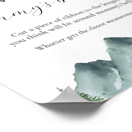 Hoe groot is het Belly Baby shower Game Sign van m Poster (Hoek)