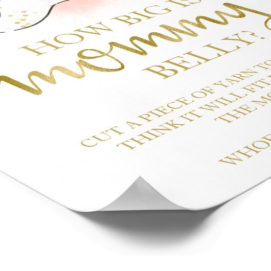 Hoe groot is het Belly Baby shower Game Sign van m Poster (Hoek)