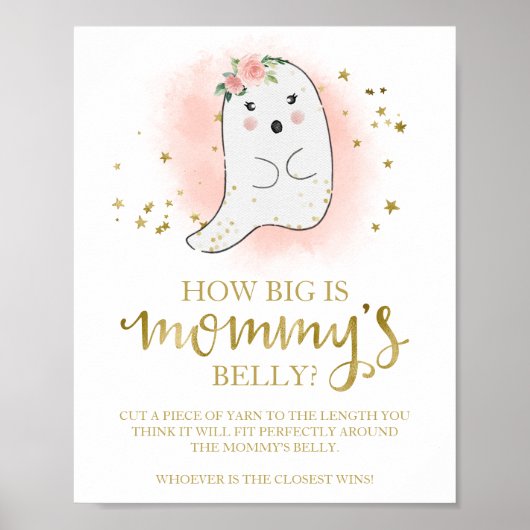 Hoe groot is het Belly Baby shower Game Sign van m Poster (Voorkant)