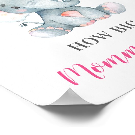 Hoe groot is het Belly Elephant Baby shower Game v Poster (Hoek)