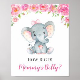 Hoe groot is het Belly Elephant Baby shower Game v Poster
