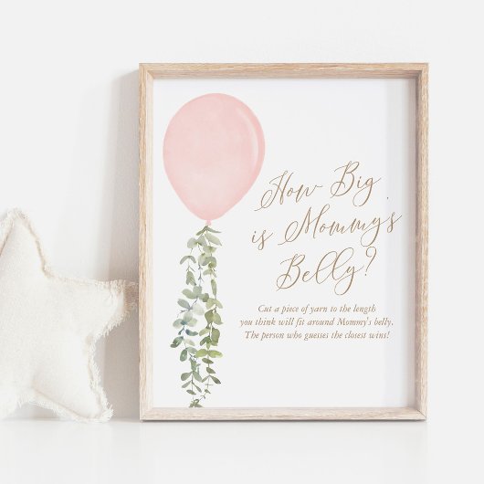 Hoe groot is het Belly Pink Ballon Baby shower van Poster