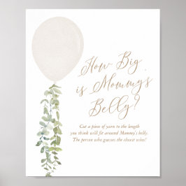 Hoe groot is het Belly White Balloon Baby shower v Poster