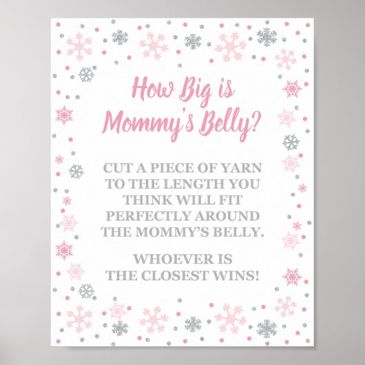 Hoe groot is het Belly Winter Shower Sign van mama Poster (Voorkant)