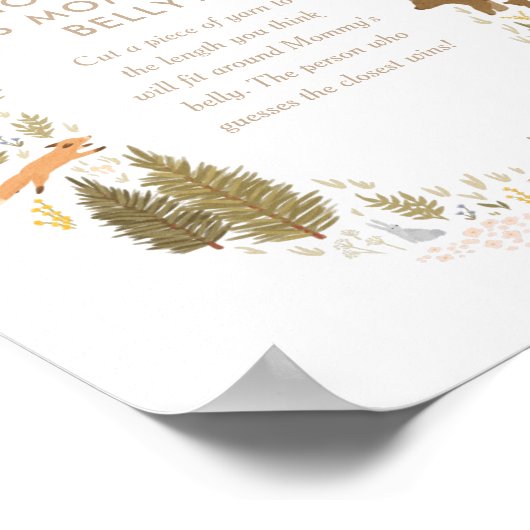 Hoe groot is het Belly Woodland Baby shower Game v Poster (Hoek)