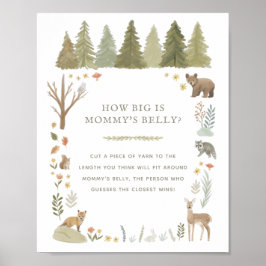 Hoe groot is het Belly Woodland Baby shower Game v Poster