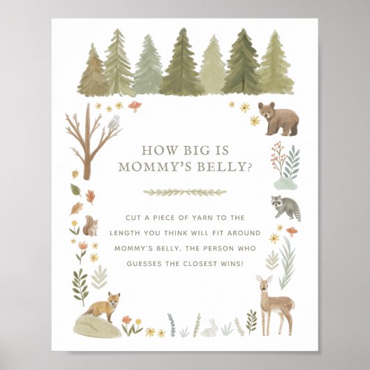 Hoe groot is het Belly Woodland Baby shower Game v Poster (Voorkant)