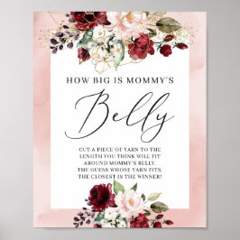 Hoe groot is het buikspelletje van mama, burgundy  poster