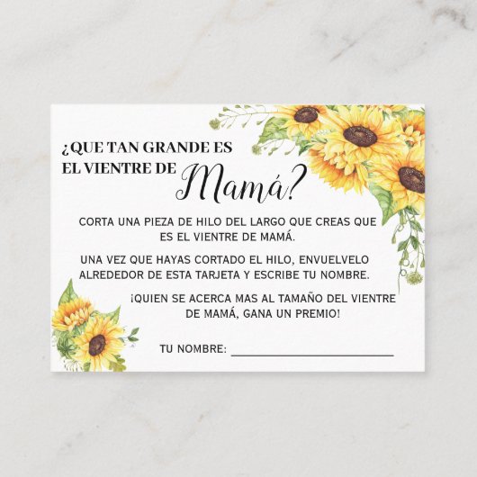 Hoe groot is het mams buik-spel tweetalige doucher plaatskaartje (Achterkant)