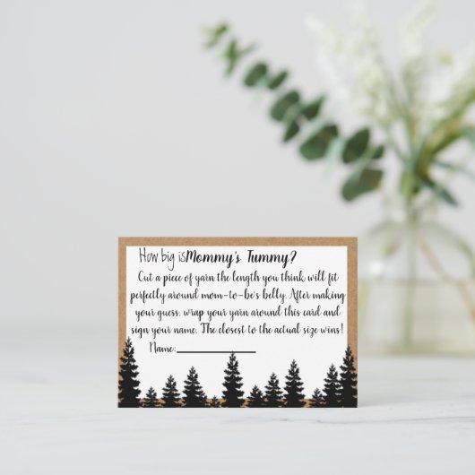 Hoe groot is het Mommys Tummy Baby shower Game? Informatiekaartje (Staand voorkant)