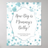 "Hoe groot is mama's Belly" blauw Baby shower Poster (Voorkant)