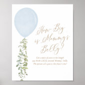 Hoe groot is mama's Belly Blue Balonse Baby shower Poster (Voorkant)