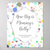 "Hoe groot is mama's Belly" Multicolor Baby shower Poster (Voorkant)
