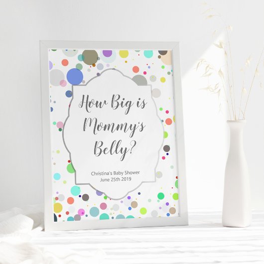 "Hoe groot is mama's Belly" Multicolor Baby shower Poster