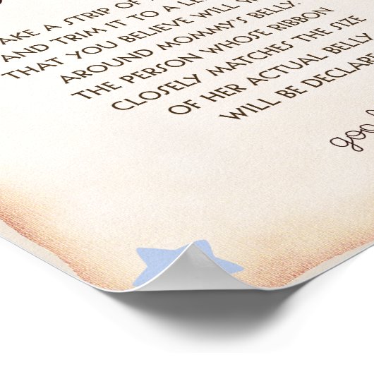 Hoe groot is mama's buik baby jongen douche spel poster (Hoek)