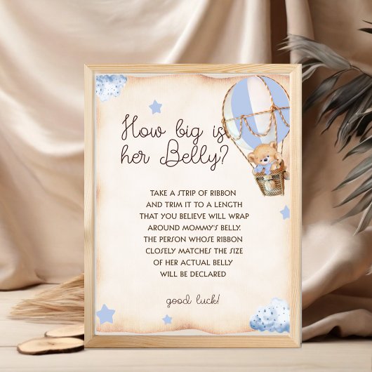 Hoe groot is mama's buik baby jongen douche spel poster