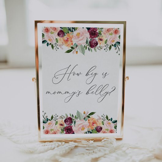 Hoe groot is mama's buik Baby Shower Game Bord Poster