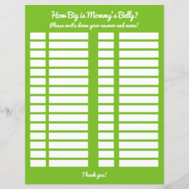 Hoe groot is mama's buik Baby shower Game Log