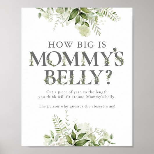 Hoe groot is mama's buik Baby shower Poster (Voorkant)